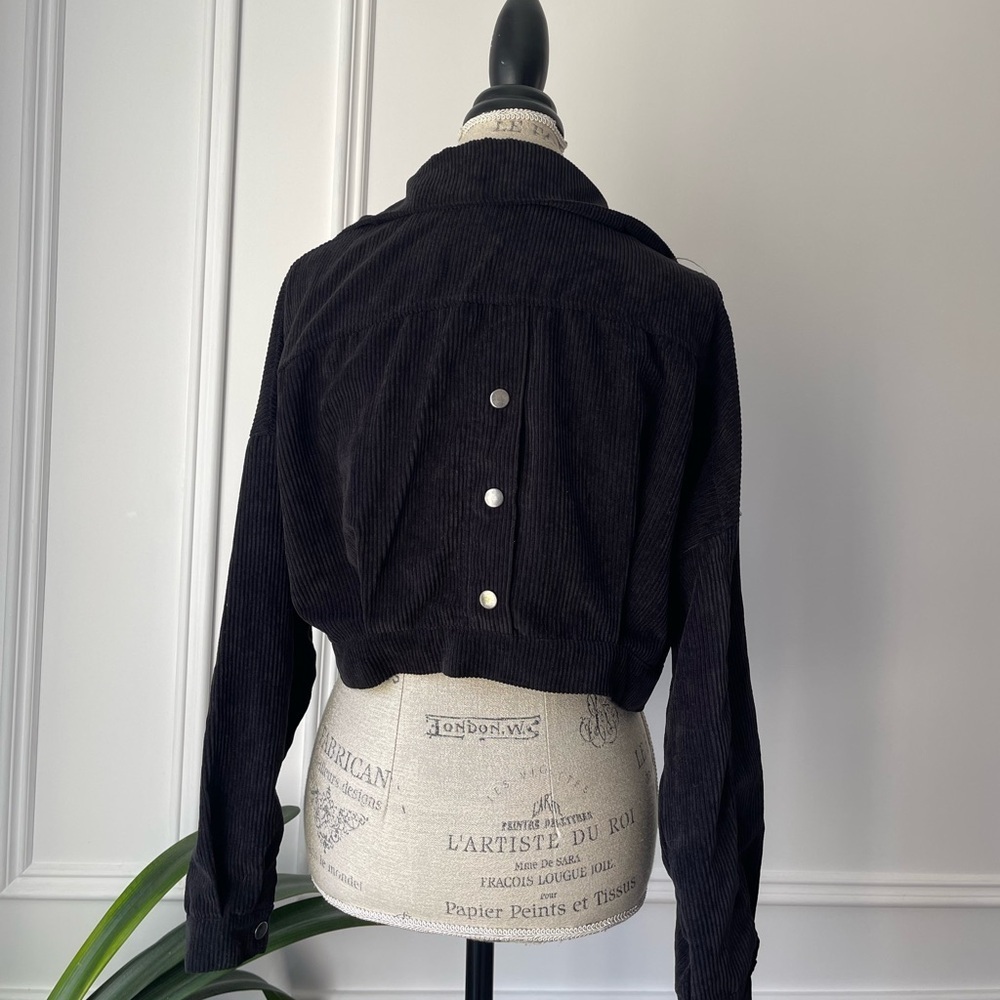 Black corduroy cropped jackets - Picture 4 of 5